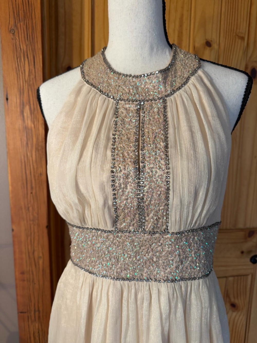 MM Couture Ivory Beaded Halter Camisole